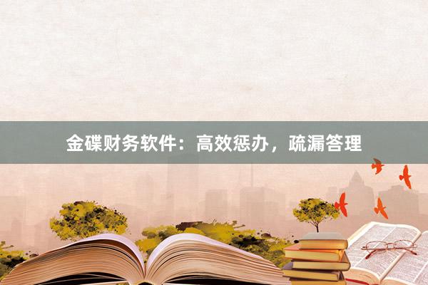 金碟财务软件：高效惩办，疏漏答理